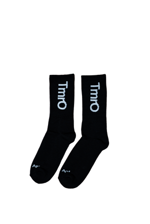 TmrO Crew Socks in Black with white embroidered logo